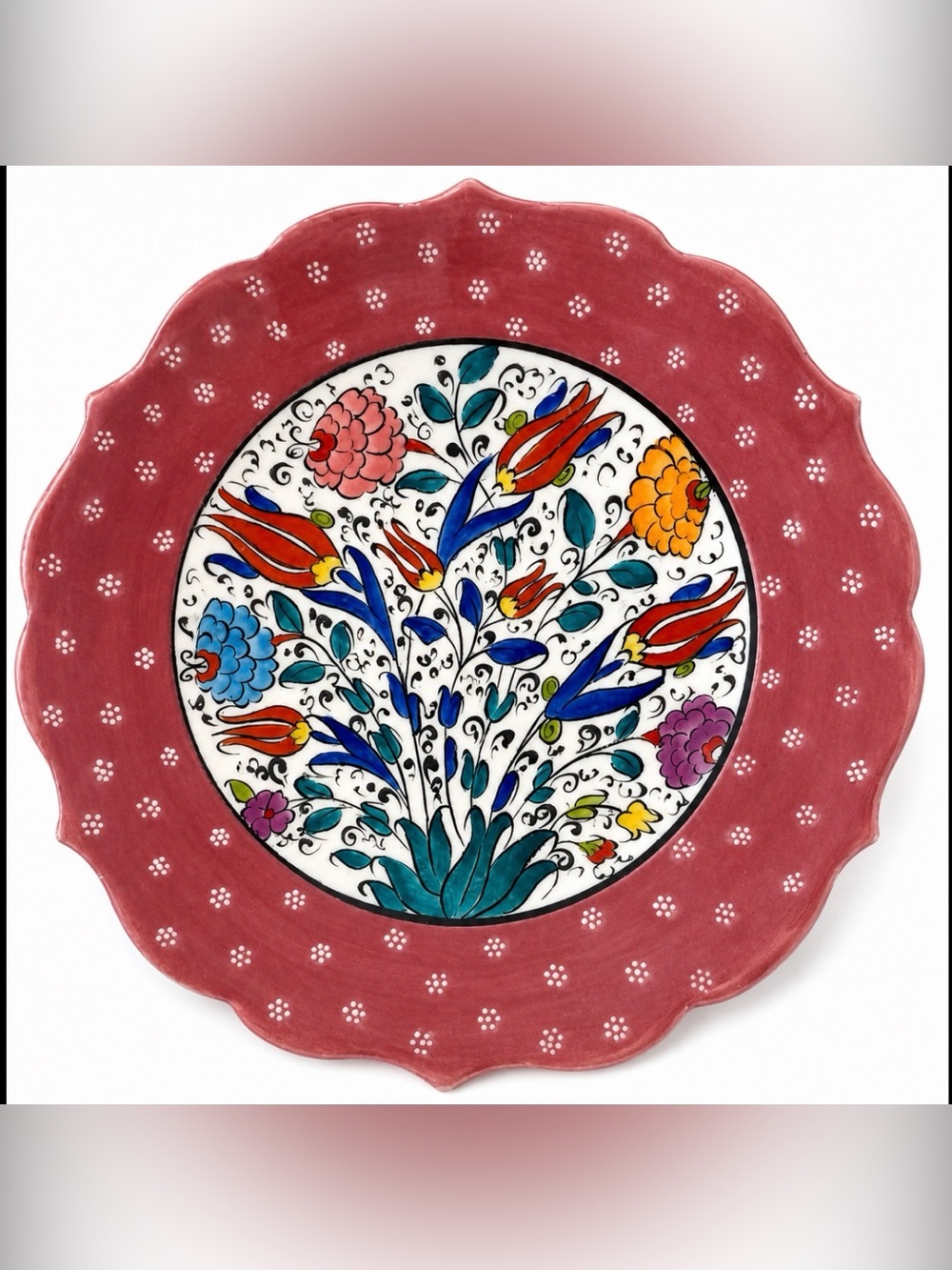 Turkish Ceramic Hand Painted 7” Decorative Plate Authentic Signed Vintage